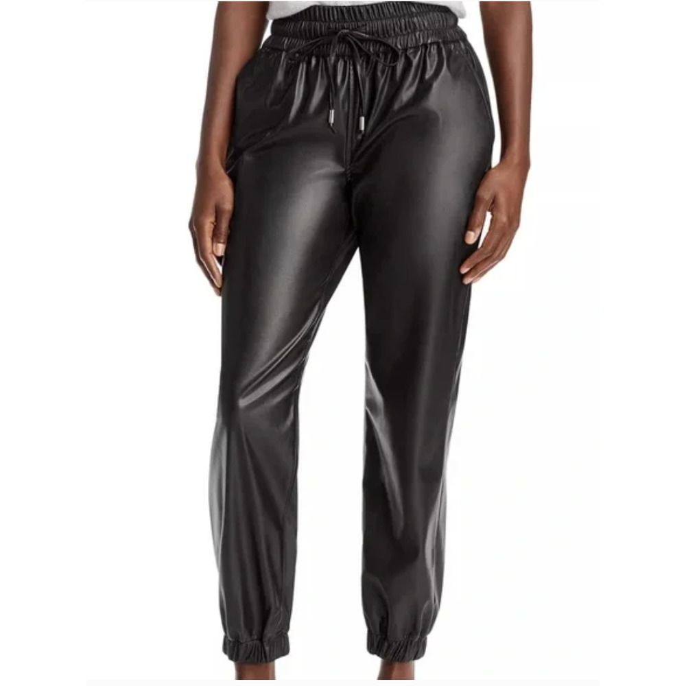BlankNYC Eastside Vibes Faux Leather Jogger Pants Black Size 1X